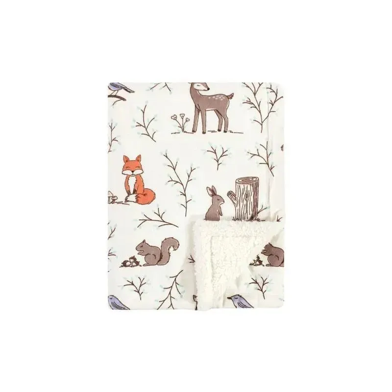 Baby Vision - Hudson Baby Girl Plush Blanket with Sherpa Back, Enchanted Forest