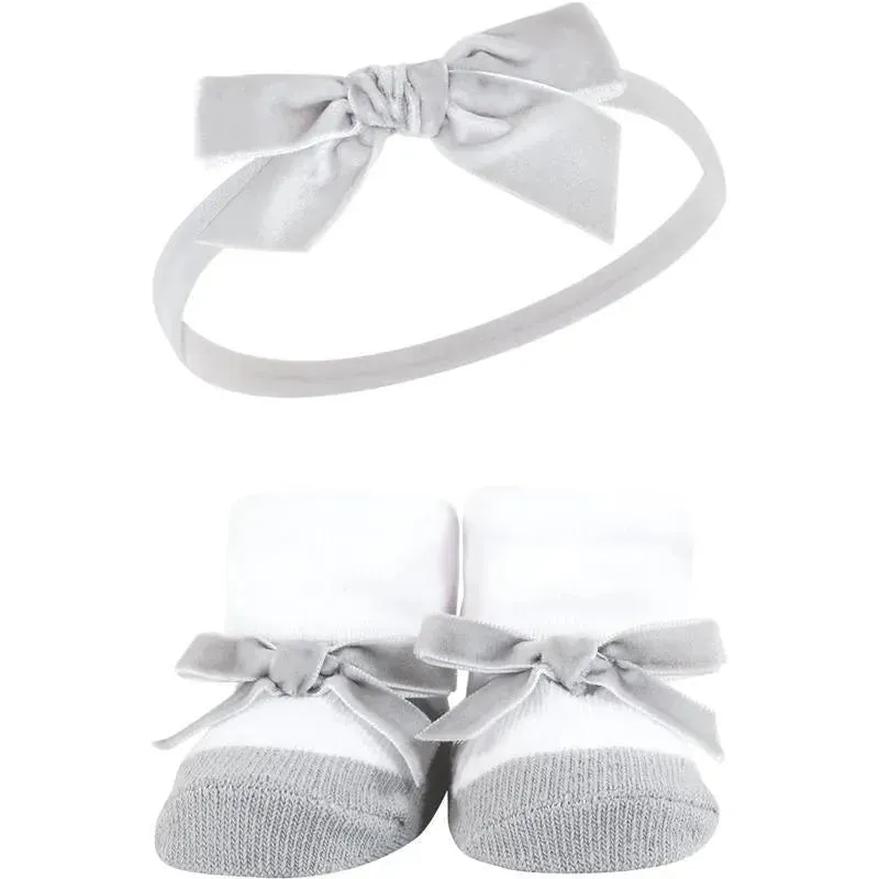 Baby Vision - Hudson Baby Girl's Headband and Socks Giftset, Black/Silver - Image 2