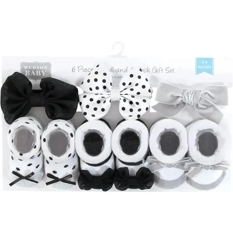 Baby Vision - Hudson Baby Girl's Headband and Socks Giftset, Black/Silver - Image 3