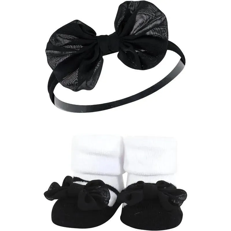Baby Vision - Hudson Baby Girl's Headband and Socks Giftset, Black/Silver - Image 4
