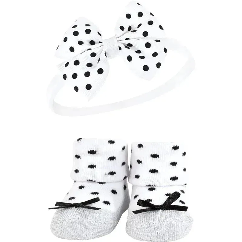 Baby Vision - Hudson Baby Girl's Headband and Socks Giftset, Black/Silver - Image 5