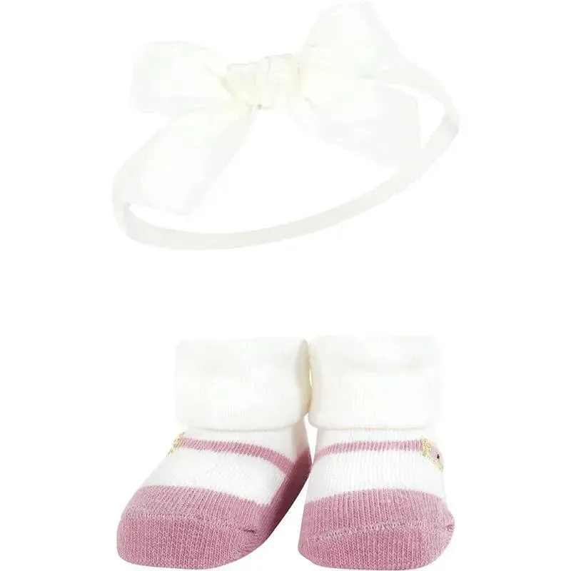Baby Vision - Hudson Baby Girl's Headband and Socks Giftset, Blush Mint - Image 3