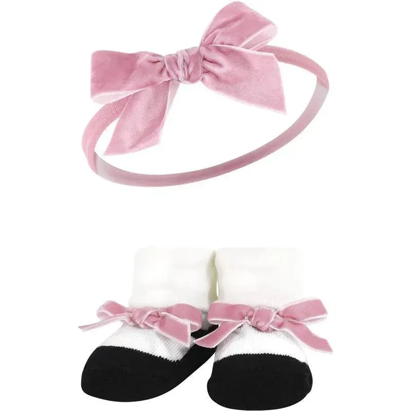 Baby Vision - Hudson Baby Girl's Headband and Socks Giftset, Blush Mint - Image 4