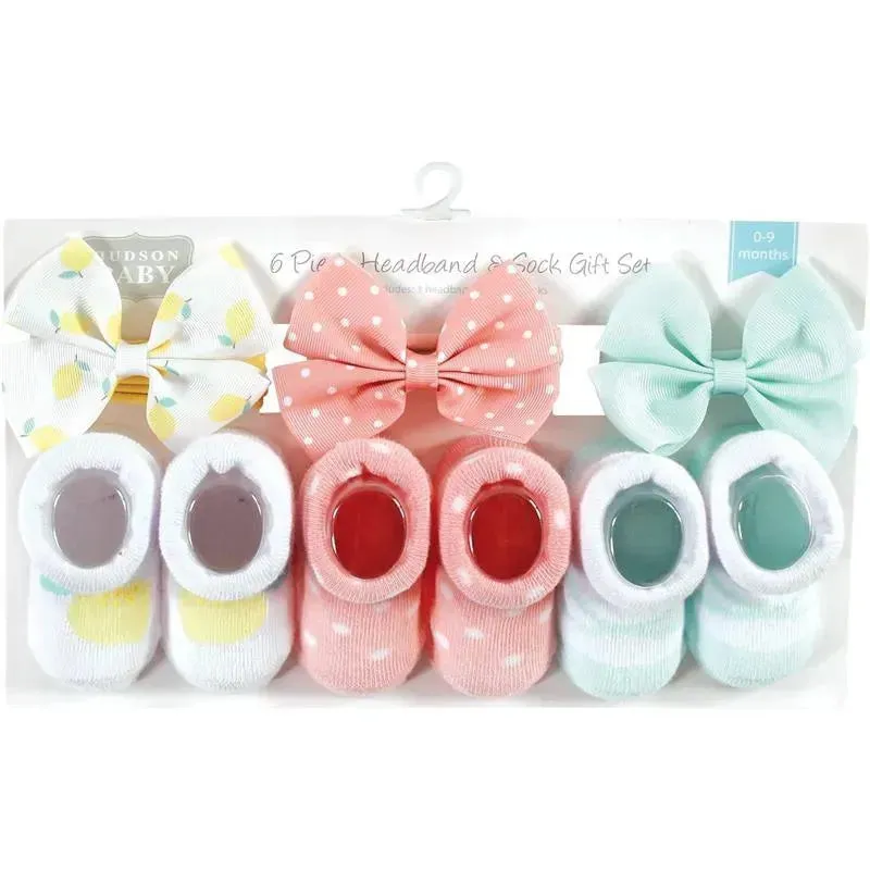 Baby Vision - Hudson Baby Girl's Headband and Socks Giftset, Lemon - Image 4