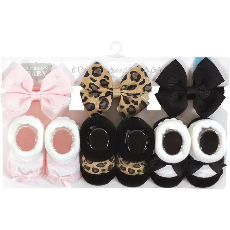 Baby Vision - Hudson Baby Girl's Headband and Socks Giftset, Leopard - Image 4