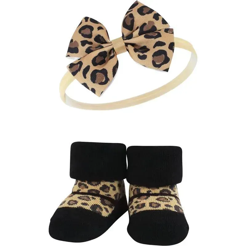 Baby Vision - Hudson Baby Girl's Headband and Socks Giftset, Leopard - Image 5