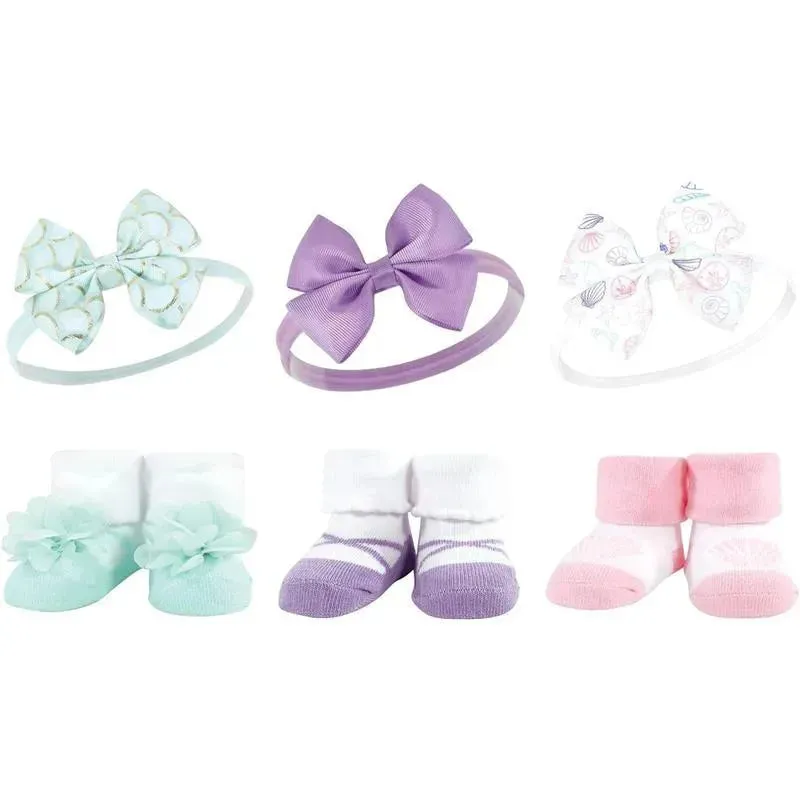 Baby Vision - Hudson Baby Girl's Headband and Socks Giftset, Mermaid