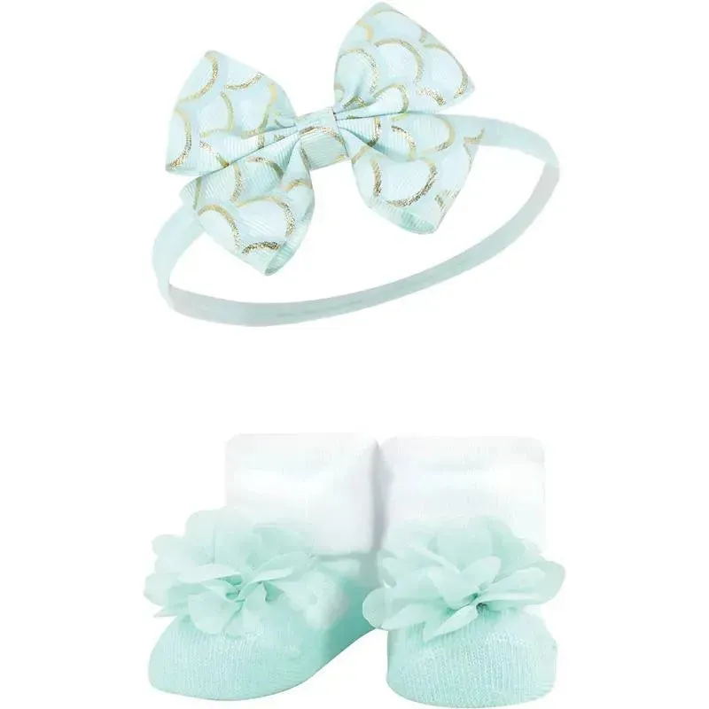 Baby Vision - Hudson Baby Girl's Headband and Socks Giftset, Mermaid - Image 2