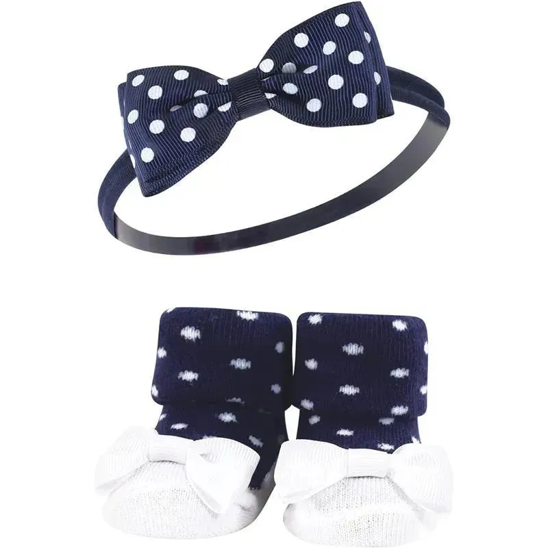 Baby Vision - Hudson Baby Girl's Headband and Socks Giftset, Red Chambray - Image 5