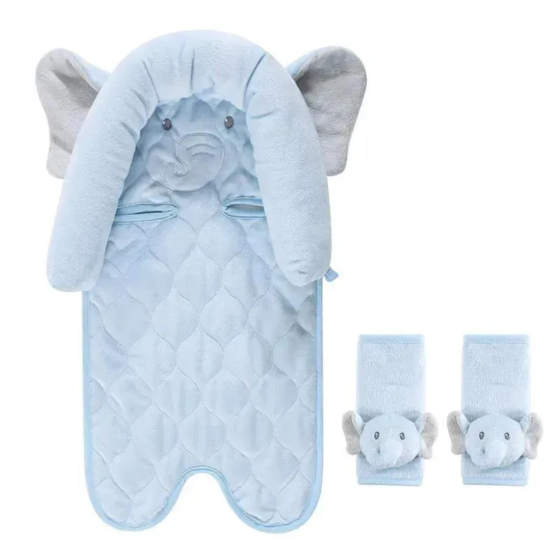 Baby Vision - Hudson Baby Unisex Baby Car Seat Insert and Strap Covers, Blue Elephant