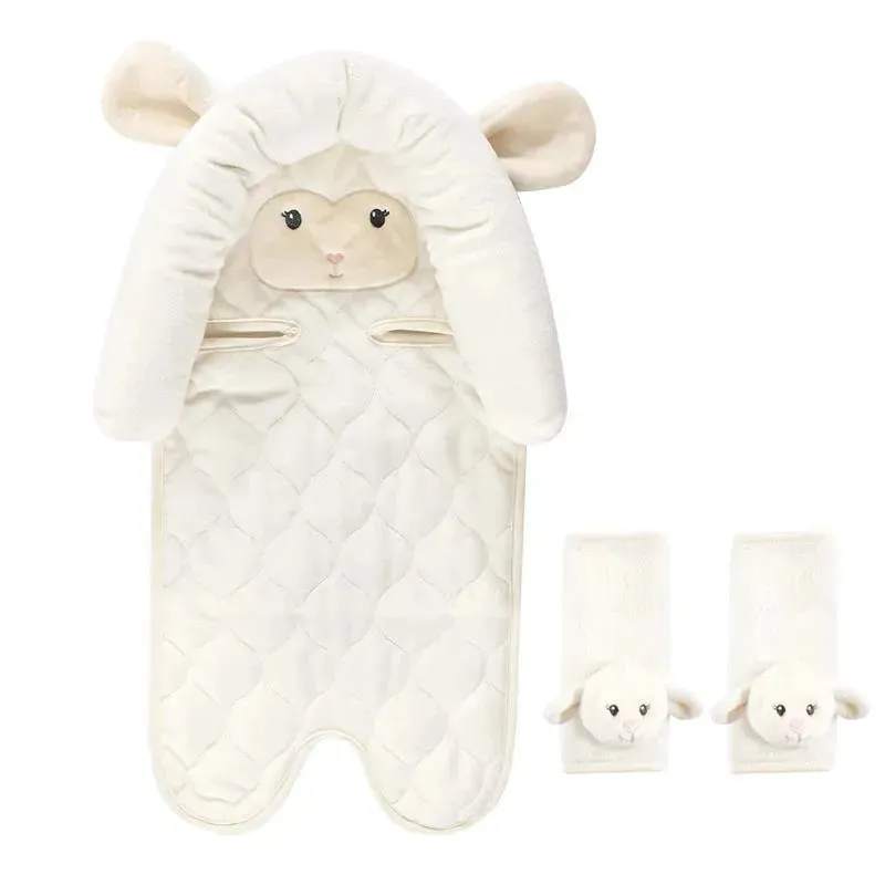 Baby Vision - Hudson Baby Unisex Baby Car Seat Insert and Strap Covers, Lamb