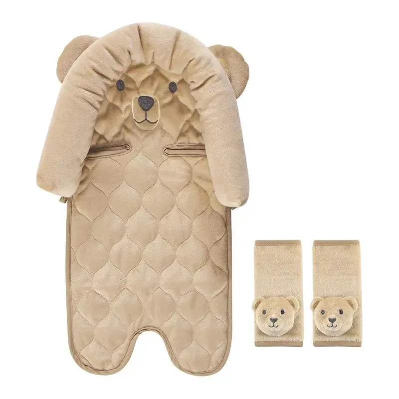Baby Vision - Hudson Baby Unisex Baby Car Seat Insert and Strap Covers, Tan Bear
