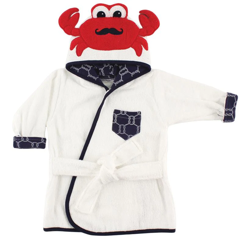 Baby Vision - Hudson Baby Unisex Baby Cotton Animal Face Bathrobe, Mr. Crab, One Size