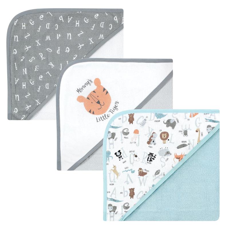 Baby Vision - Hudson Baby Unisex Baby Cotton Rich Hooded Towels, Alphabet, One Size