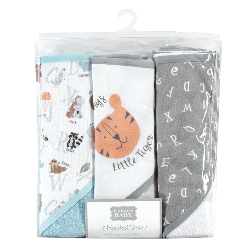Baby Vision - Hudson Baby Unisex Baby Cotton Rich Hooded Towels, Alphabet, One Size - Image 2