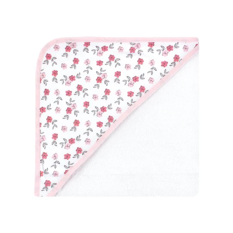 Baby Vision - Hudson Baby Unisex Baby Cotton Rich Hooded Towels, Floral Pretty Elephant, One Size - Image 3