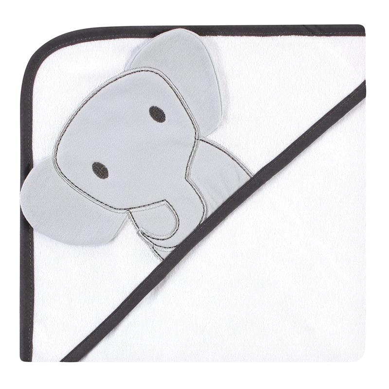 Baby Vision - Hudson Baby Unisex Baby Cotton Rich Hooded Towels, Gray Modern Elephant, One Size - Image 4