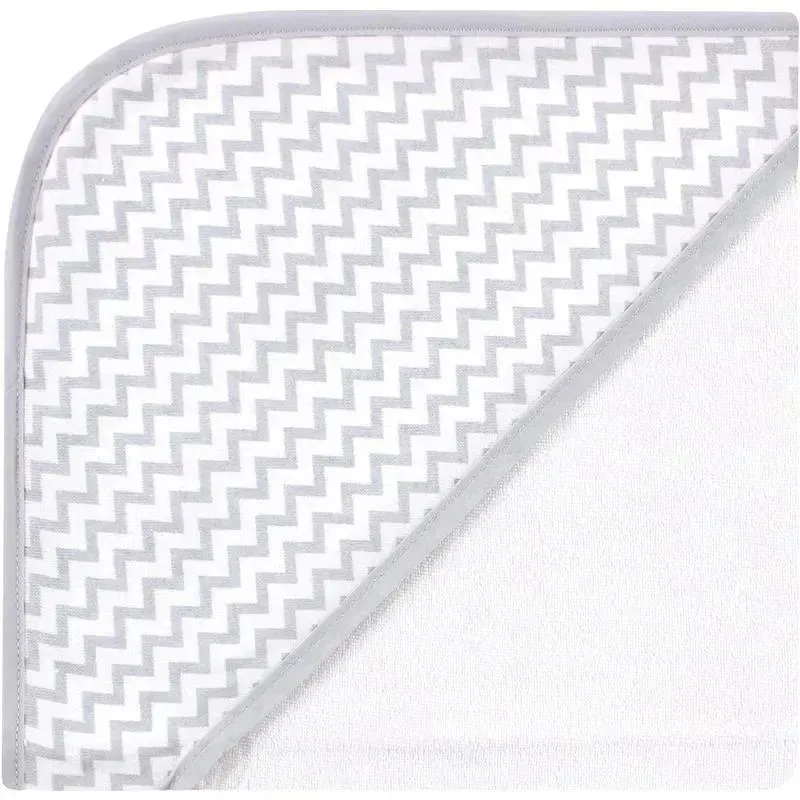 Baby Vision - Hudson Baby Unisex Baby Cotton Rich Hooded Towels, White Dots Gray Elephant - Image 3