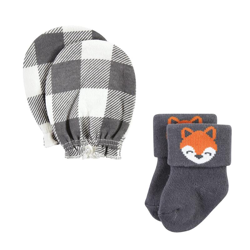 Baby Vision - Hudson Baby Unisex Baby Socks and Mittens Set, Woodland Boy, 0/6M - Image 3