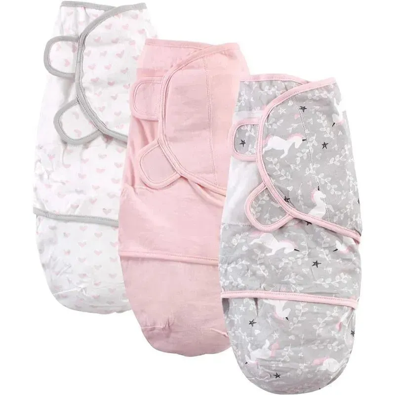 Baby Vision - Hudson Baby Unisex BabyCotton Swaddle Wrap, Grey Unicorn, 0-3 Months