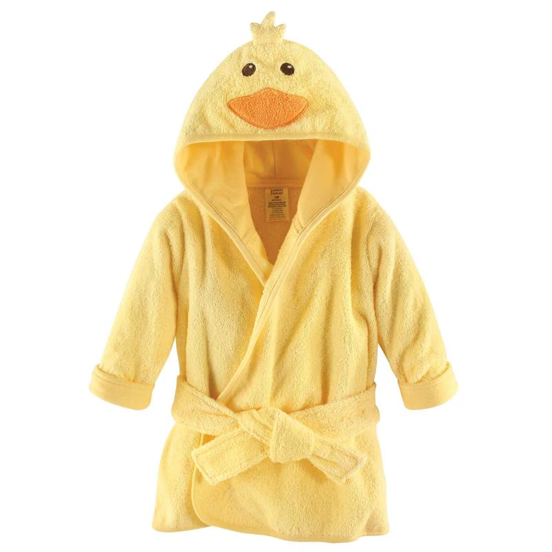 Baby Vision - Luvable Friends Unisex Baby Cotton Animal Face Bathrobe, Duck, One Size - Image 2