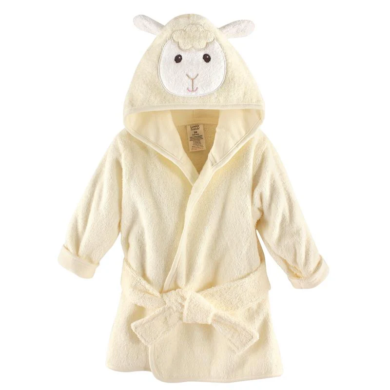 Baby Vision - Luvable Friends Unisex Baby Cotton Animal Face Bathrobe, Lamb, One Size
