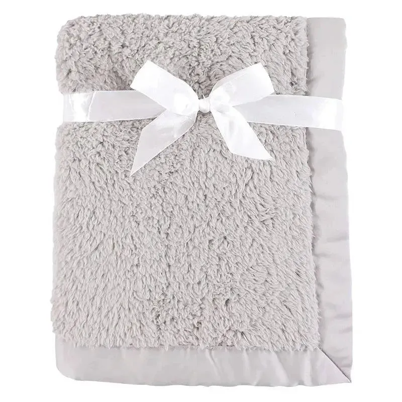 Baby Vision Sherpa Blanket With Satin Binding, Gray