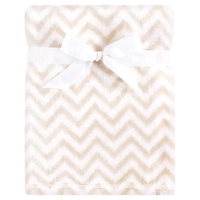 Baby Vision Silky Plush Blanket, Tan Chevron