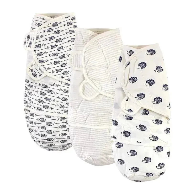 Baby Vision - Touched by Nature Baby Organic Cotton Swaddle Wraps, Hedgehog, 0/3M