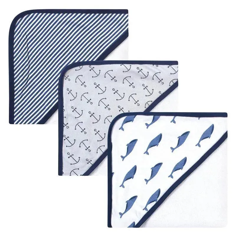 Baby Vision - Touched by Nature Unisex Baby Organic Cotton Hooded Towels, Blue Whale