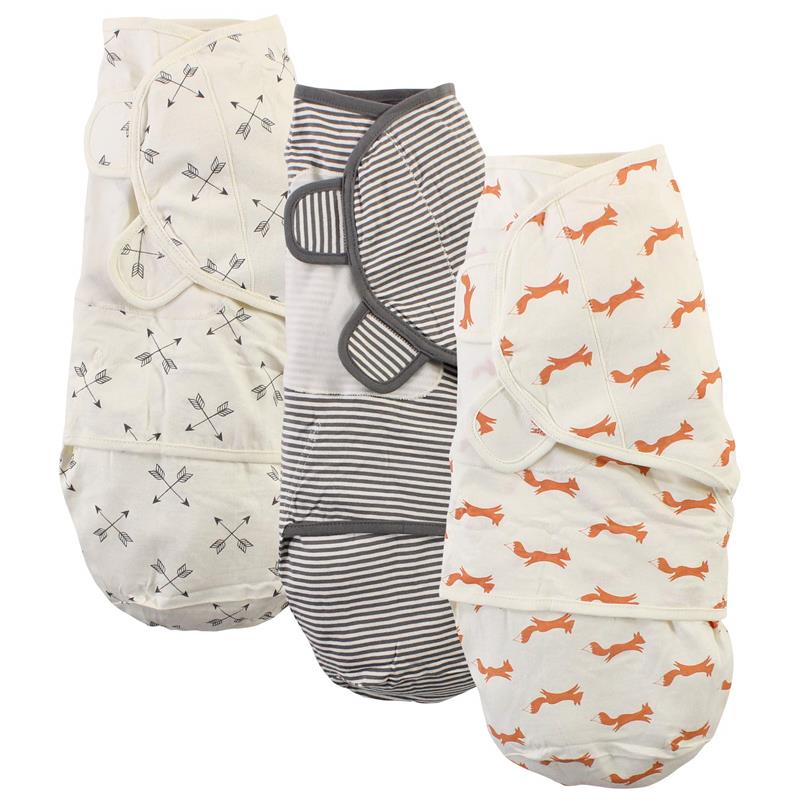 Baby Vision - Touched by Nature Unisex Baby Organic Cotton Swaddle Wraps, Fox, 0/3M
