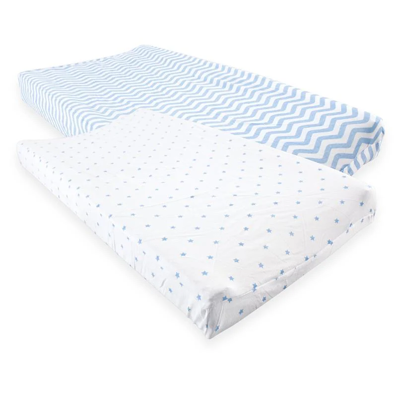 Baby Vision Unisex Baby Fitted Changing Pad Cover, Blue Chevron Stars, One Size - Image 2