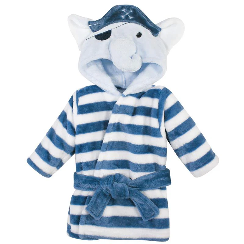Baby Vision Unisex Baby Plush Animal Face Bathrobe, Pirate Elephant, 0/9M