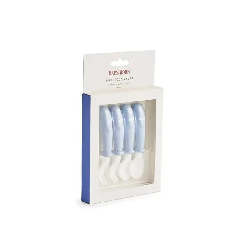 BabyBjorn - Baby Spoon and Fork, 4 pcs Powder Blue - Image 2