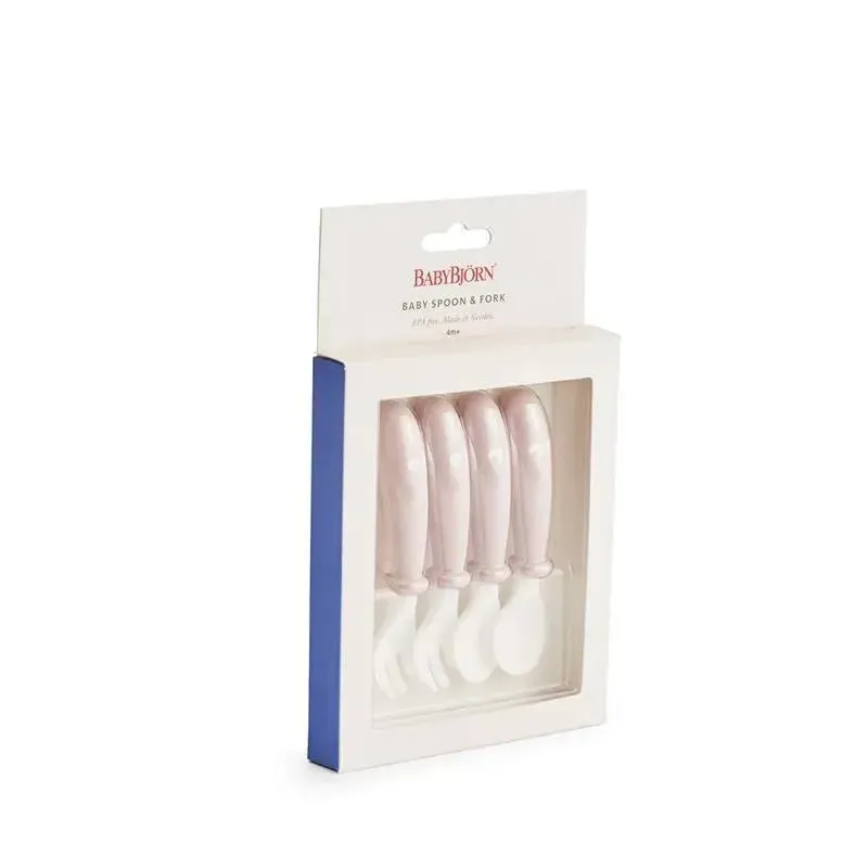 BabyBjorn - Baby Spoon and Fork, 4 pcs Powder Pink - Image 2