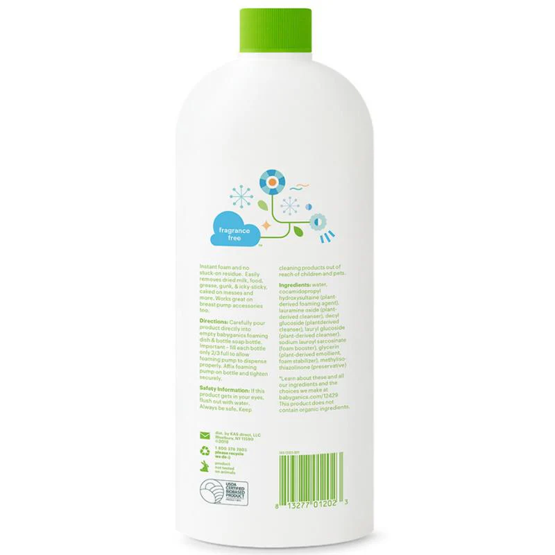 Babyganics - Foaming Dish + Bottle Soap Refill, Fragrance Free 32 Oz - Image 6