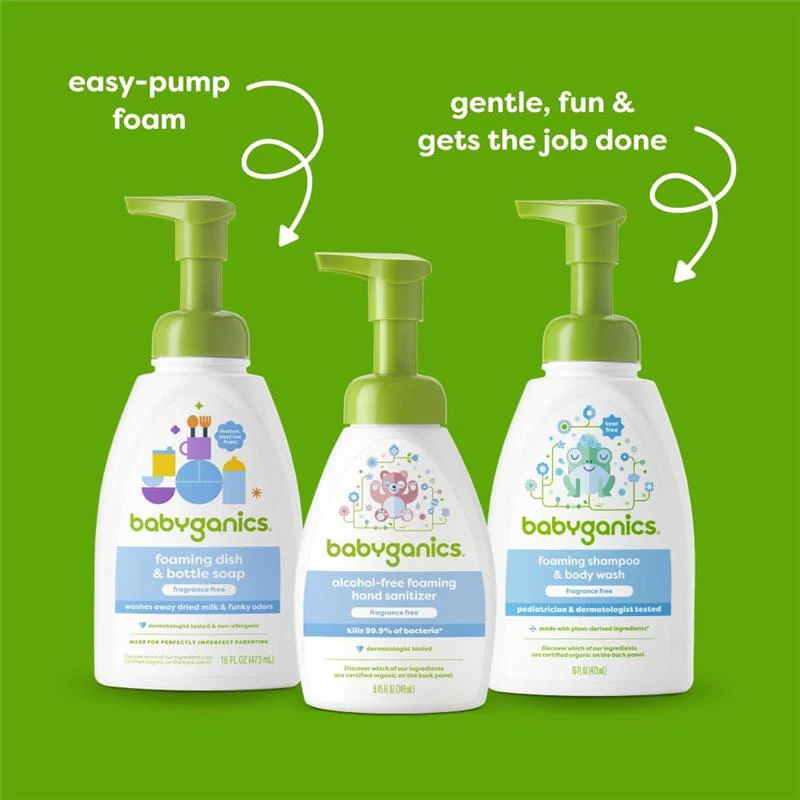Babyganics - Baby Shampoo + Body Wash Pump Bottle Fragrance Free, 16 Oz - Image 6