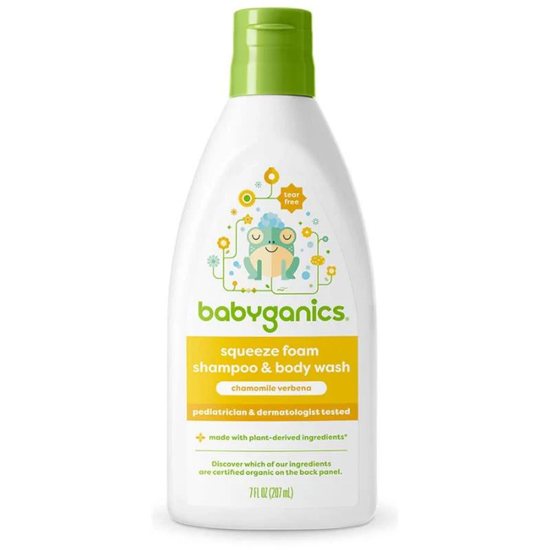 Babyganics - Squeeze Foam Shampoo & Body Wash Chamomile Verbena, 9 Oz