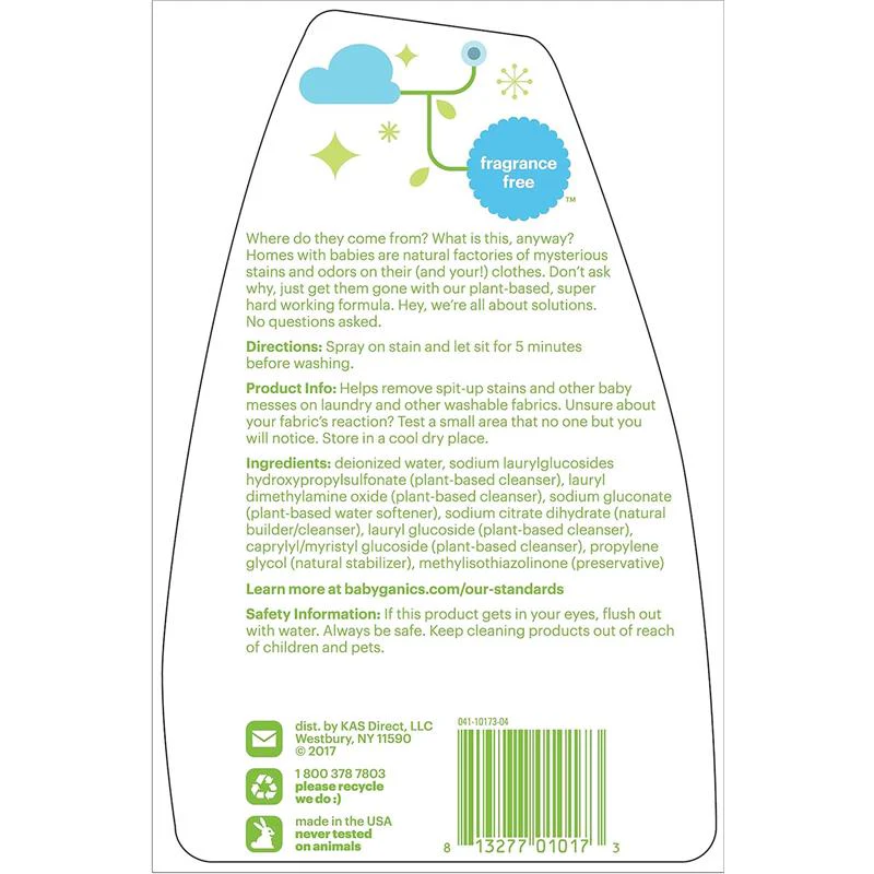 Babyganics - Stain & Odor Remover Fragrance Free, 32 Oz - Image 7