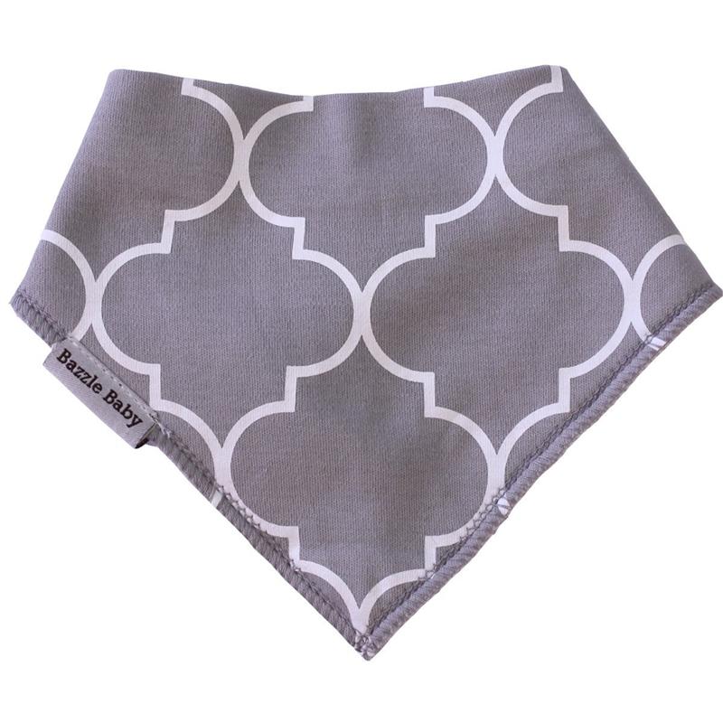 Bazzle Baby Banda Drool Bib, Lattice Grey - Image 2