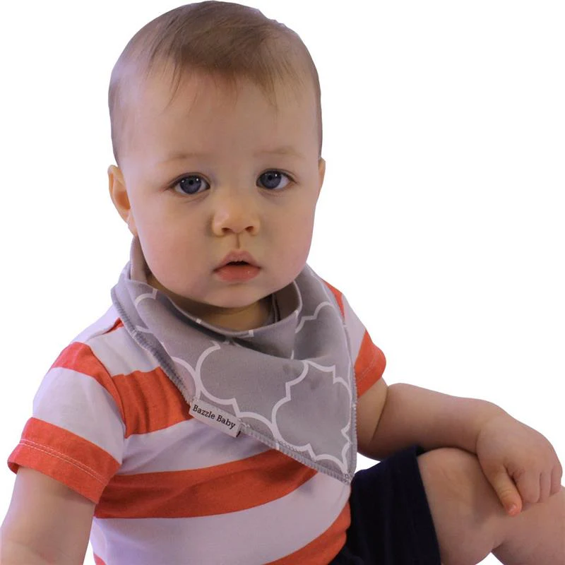 Bazzle Baby Banda Drool Bib, Lattice Grey - Image 3