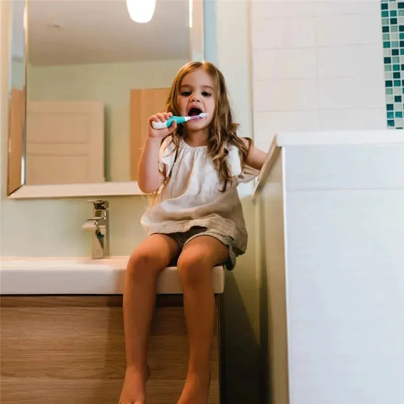 Bbluv Sonik 2-Stage Sonic Toothbrush for Babies & Toddlers, White/Acqua - Image 6