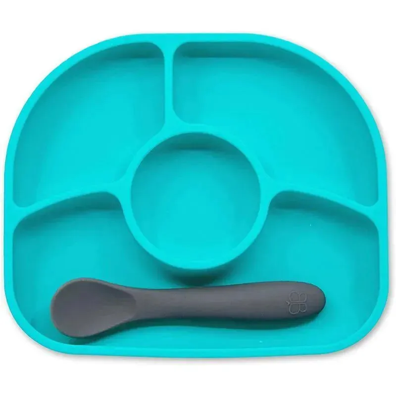 Bbluv - Yümi 4-Section Silicone Plate And Spoon, Aqua