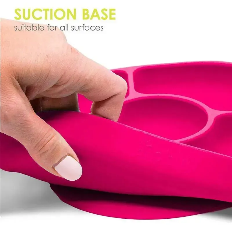 Bbluv - Yümi 4-Section Silicone Plate And Spoon, Pink - Image 4