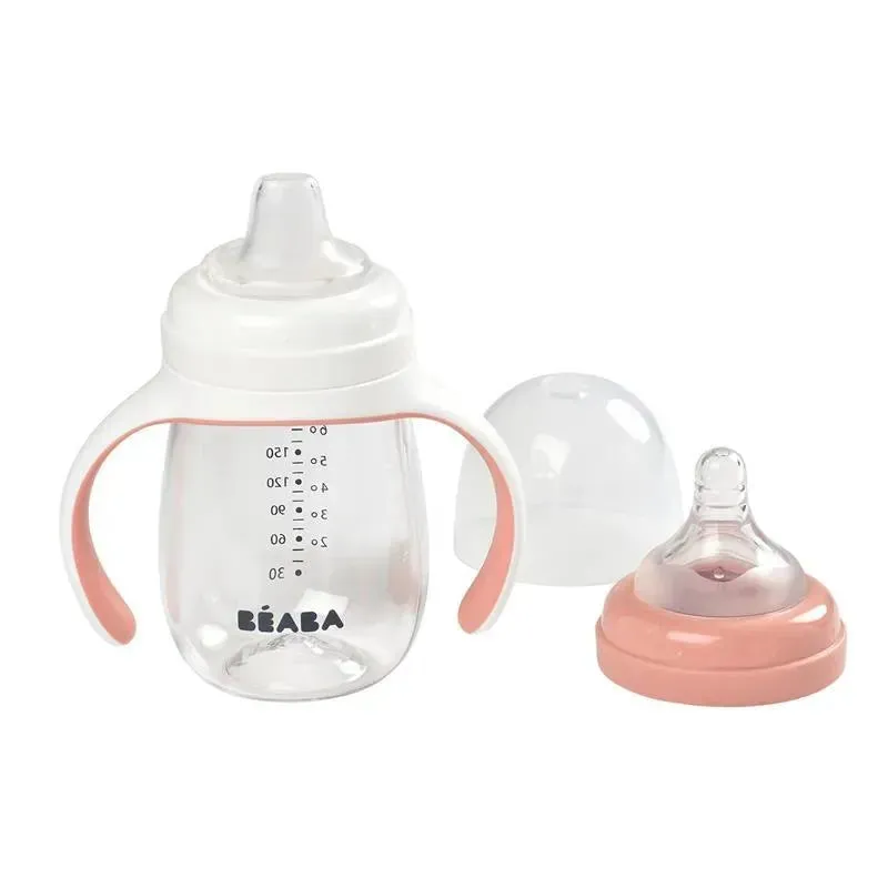Beaba - 2-in-1 Bottle To Sippy Learning Cup, Rose - Image 3