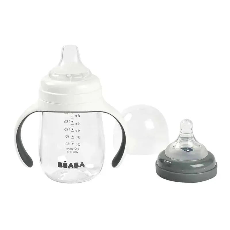 Beaba - 2-in-1 Bottle To Sippy Training Cup, Charcoal - Image 2