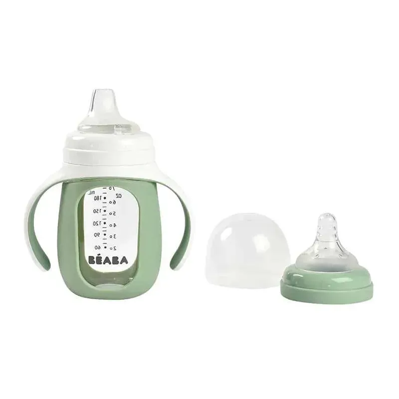 Beaba - 2-In-1 Glass Training Cup, Sage - Image 4
