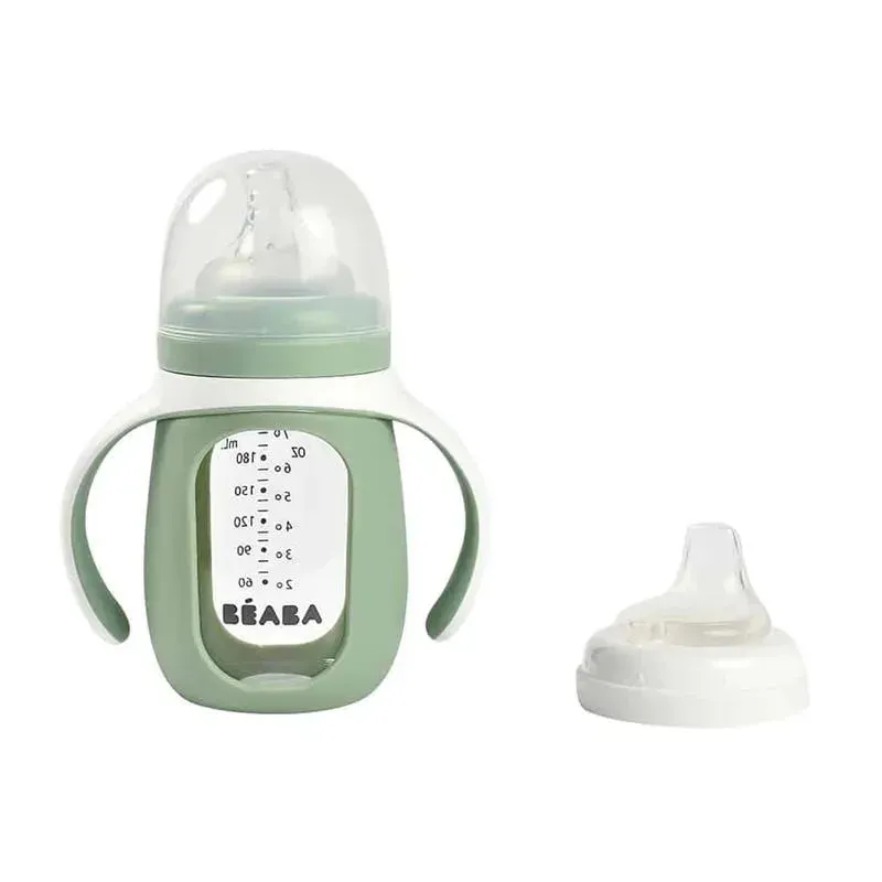 Beaba - 2-In-1 Glass Training Cup, Sage - Image 5