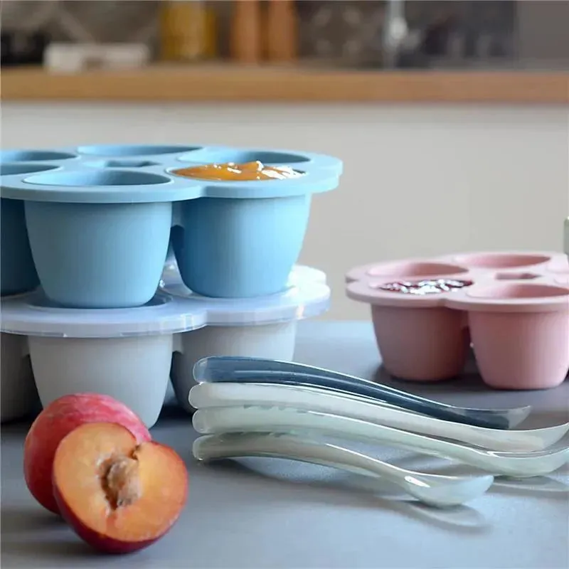 Beaba - Multiportions Silicone Baby Food Storage Container, Rain - Image 4