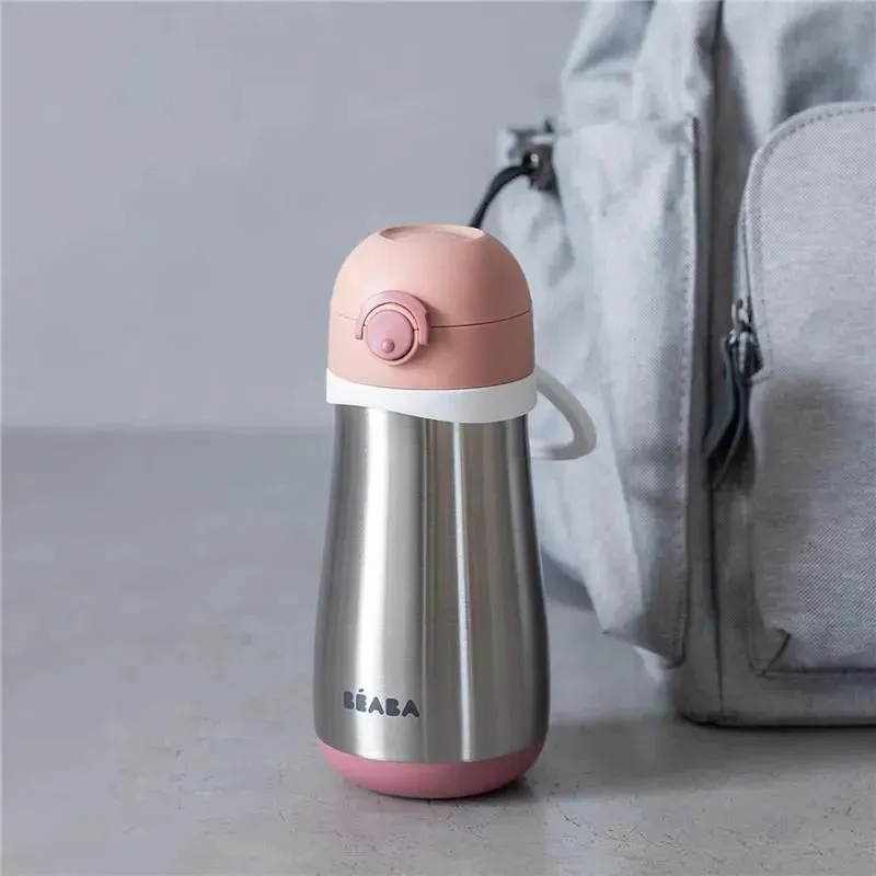 Beaba - Stainless Steel Kids Water Bottle, Rose - Image 2